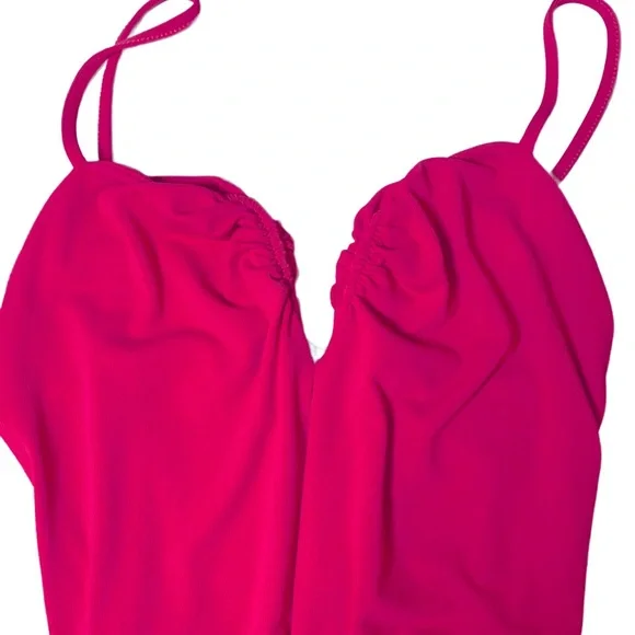 Zara Dark Pink Spaghetti Strap Bustier MIDI Dress Size S NWT - Picture 8 of 9